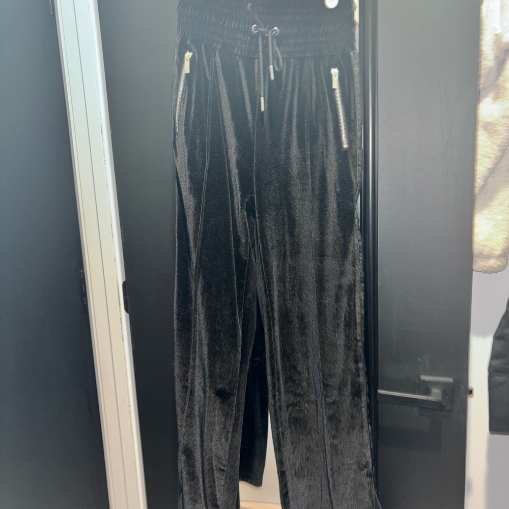 Maniere De Voir Black Track Pants Velvet Joggers